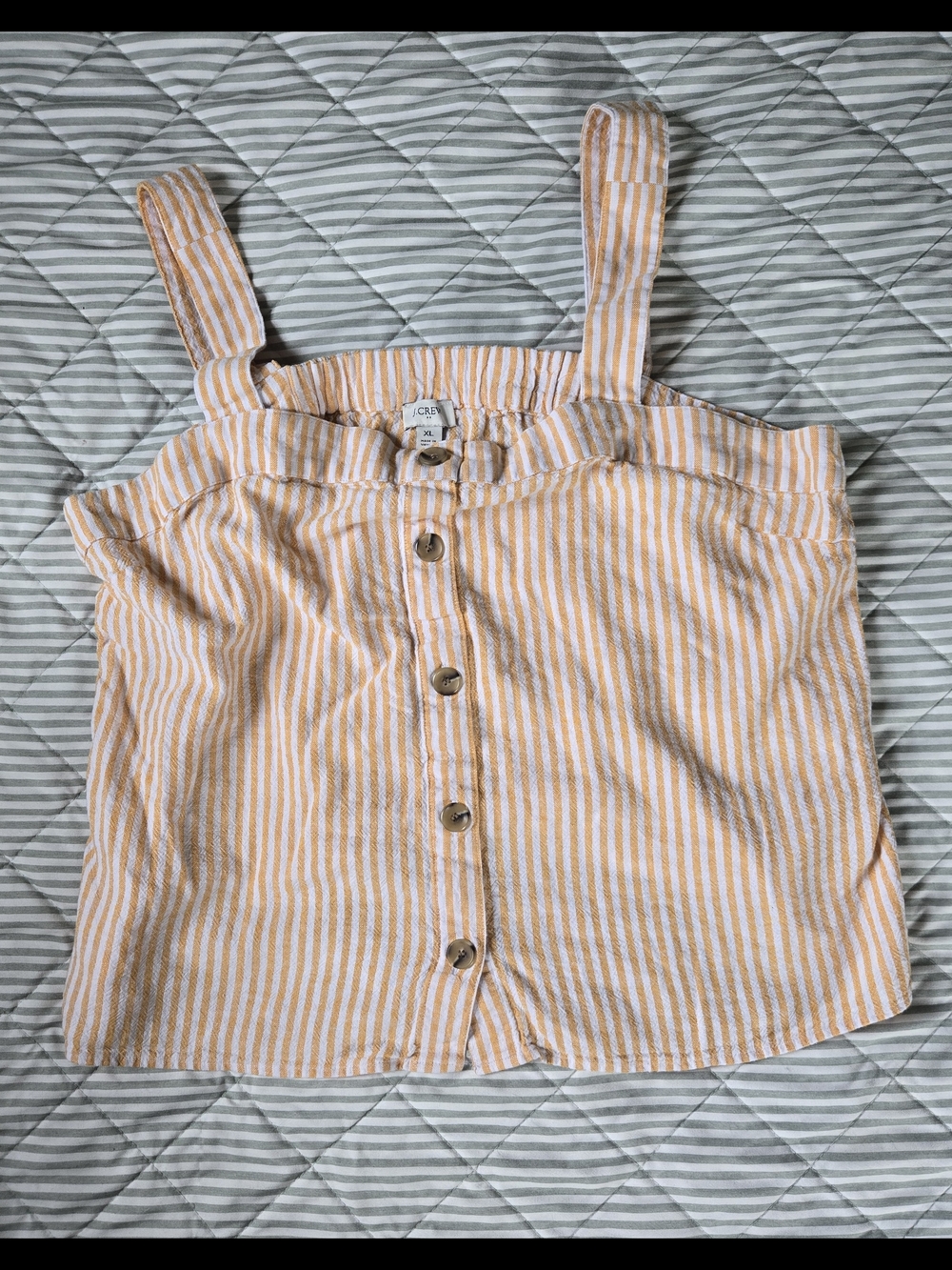 J. Crew Yellow and White Striped Button-Front Tank